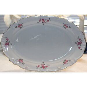 Winterling Bavaria Pink Roses Oval Serving Tray Vintage Platter Germany  12.5"L